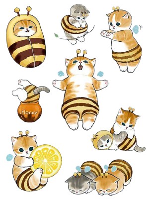 Стикеры коты пчелки