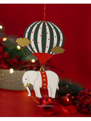 Елочная игрушка Слон парящий на воздушном шаре