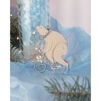 Елочная игрушка Медведь на велосипеде
