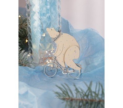 Елочная игрушка Медведь на велосипеде
