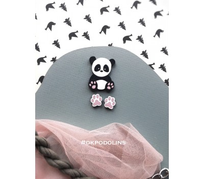 Набор: брошь Панда и сережки Лапки