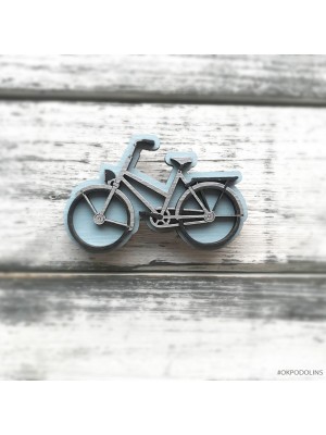 Брошь Велосипед в пыльно-голубом цвете