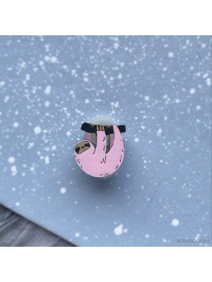 Миниброшь Ленивец маленький розовый