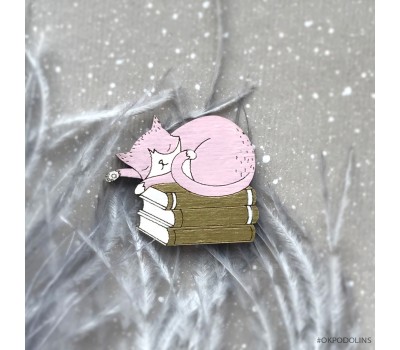 Брошь Кот на книжках спит