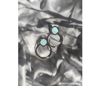 Серьги Орбита в серебряном цвете и голубом